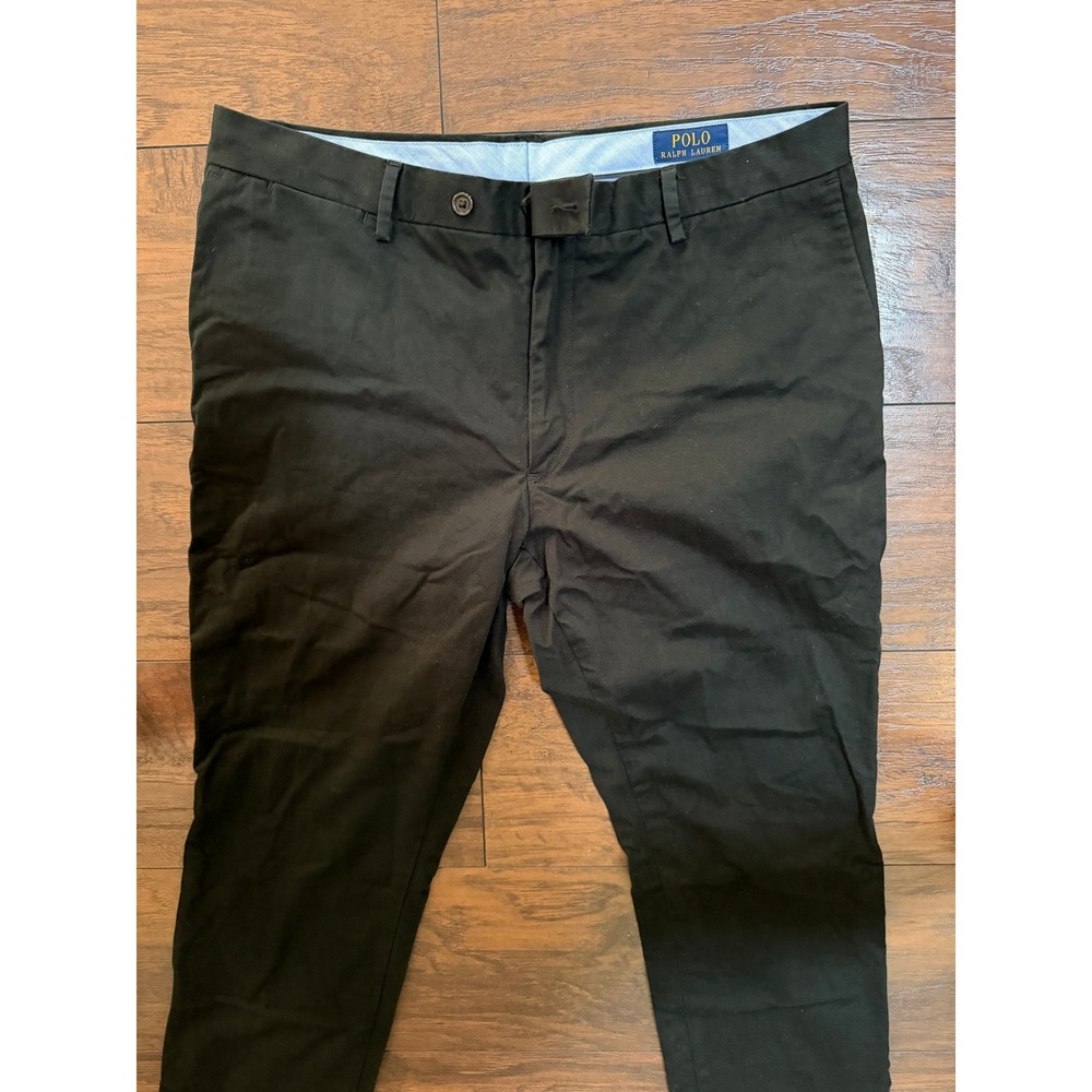 Polo Ralph Lauren Stretch Slim Fit Chinos Mens 36x34 Black Cotton Blend Pants - Picture 2 of 5